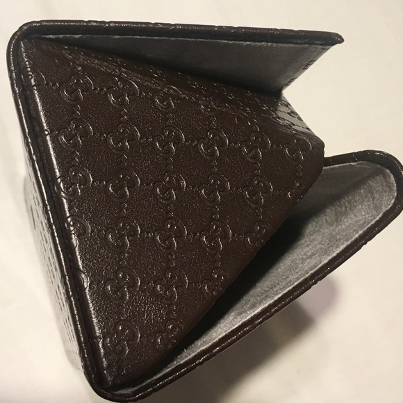 Gucci Triangle Logo Large Brown Leather Sunglass Case For Large Shades Triangle - Picture 14 of 16